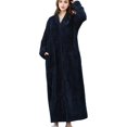 thumbnail image 1 of Ladies Zip Fleece Waffle Long Dressing Gown Fluffy Towelling Bathrobe Sleepwear, 1 of 5