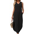 thumbnail image 1 of Lenago Robes de Cocktail Grande Taille pour Femmes Soirée Aguichant Mode pour Femmes Sans Manches Uni Col en V Poches Gilet Robe Longue Robes d'Été de Plage en Liquidation, 1 of 6
