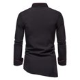 thumbnail image 4 of CEHVOM Chemise Décontractée à Col Montant pour Hommes Ourlet Incliné Manches Longues, 4 of 8
