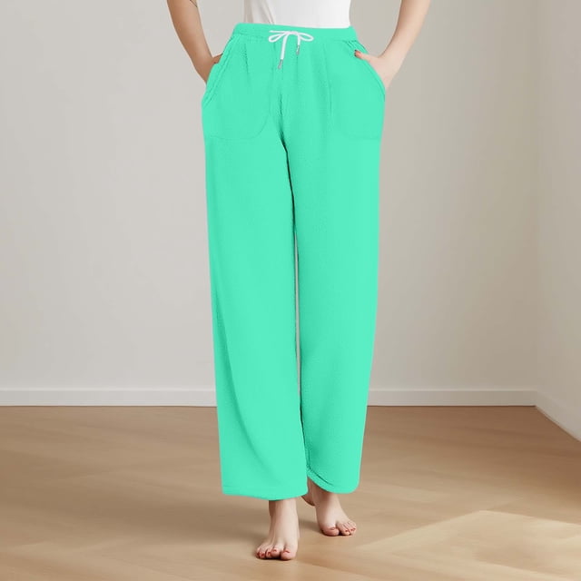 Pisexur Pantalon de Pyjama pour Femmes Doux Confortable Bas de Détente et de Nuit pour Femmes Vert,P