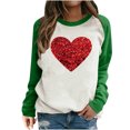 thumbnail image 1 of RKSTN Chandail en Molleton de la Saint-Valentin pour Femmes Mode Imprimé Lettre et Cœur Chandail en Molleton Manches Longues Col Rond Tops, 1 of 4