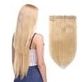 thumbnail image 1 of 100% Remy Human 1 Piece 5 Clips Clip in Human Hair Extensions Silky Straight Hair, 1 of 6