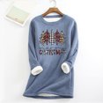 thumbnail image 1 of Hauts Chauds pour Femmes Mode de Noël Impression Manches Régulières Hiver Ample Vacances Décontracté Col Rond Chemise Hauts Tenues de Vacances pour Femmes en Solde, 1 of 4