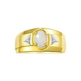 thumbnail image 1 of RYLOS Men's Rings 14K Yellow Gold Classic 7X5MM Oval Gemstone & Diamond Ring Opal October Birthstone Rings For Men, Gold Rings Size 8, 1 of 7