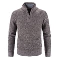 thumbnail image 1 of Men's Half High Neck Pullover Bottom Shirt Slim Winter Half Zipper Knit Simple Solid Colour Sweater Clothes, 1 of 2