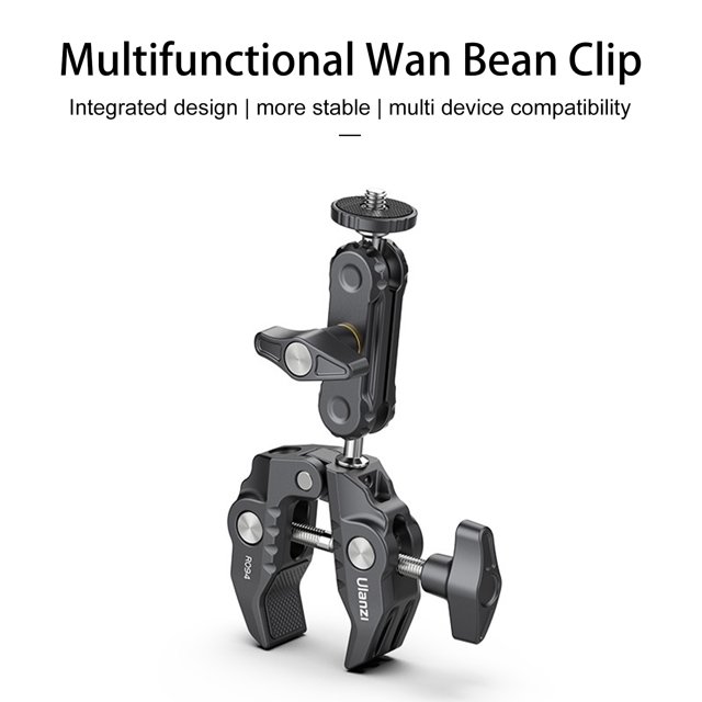 Aofa R094 Super Clamp Multifunctional Adjustable 360 Degrees Rotation Non-slip Stable 1/4 3/8 Screw Hole with Double Ball Head Mount Camera Monitor LED Light Mic Camera Super Clamp for Outdoor Sports