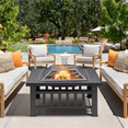 thumbnail image 1 of Yaheetech 32'' Outdoor Square Fire Pit w/Cover & Poker, Black, 1 of 8