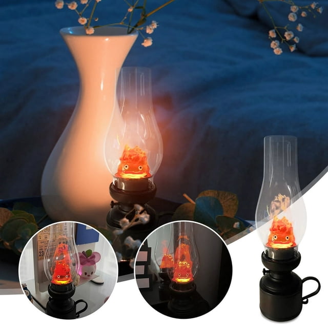 Vintage Night Light With Button Battery Flameless Candle Holder Kerosene Candle Light Table Lamp Bedside Decoration Prop