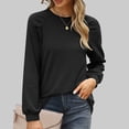 thumbnail image 2 of Timegard Hauts pour Femmes Manches Longues Col Rond T-Shirts Décontractés Confortables Couleur Unie Blouses Basiques, 2 of 7