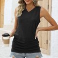 thumbnail image 4 of Timegard Summer Tank Tops for Women V-Neck Sleeveless Side Ruched Comfy Casual Tunic Tops Basic Tee Shirts, 4 of 7