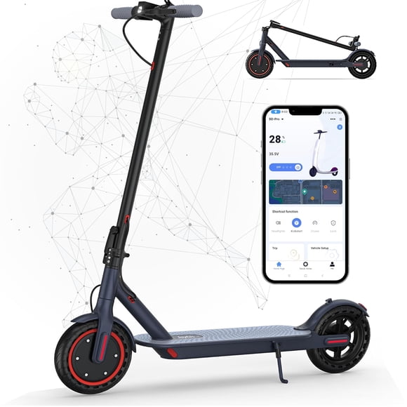 Electric Scooter for Adults, 350W motor 15 MPH Portable Folding Commuting Electric Scooter Up to 21 Miles Range, 8.5"Anti-skid solid tyre , with Double Braking System and App