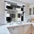 thumbnail image 2 of Black Grey Kitchen Curtains Dark Grey Window Curtains Valance and Tier Set of 3, White Modern Rod Pocket Short Tier Curtain for Bathroom, Abstract Small Modern Small Kitchen Decor 52" x 24", 2 of 5