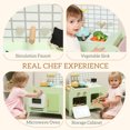 thumbnail image 4 of Qaba Kids Kitchen Playset, Play Kitchen with 15 Accessories, Green, 4 of 10