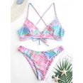 thumbnail image 2 of Women's Scale Print Lace-up Crisscross Bralette Bikini Set Swimsuit, 2 of 6