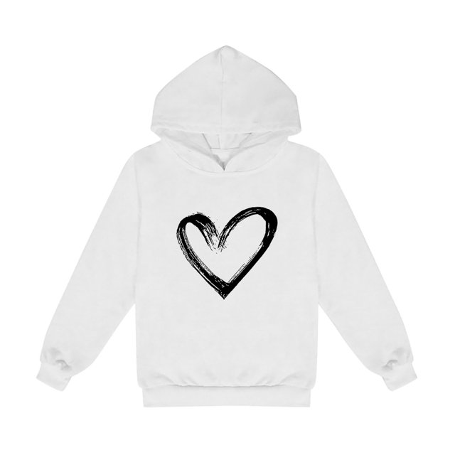 2025 1-14 Ans Garçons et Filles Sweat à Capuche Manches Longues T-Shirt Imprimé Sweat à Capuche Blanc