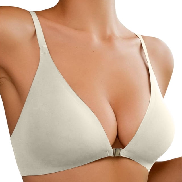 Front Closure Bras for Women Sports Bra Pack Women No Underwire Low Compression Bra Cut Deep V Padded Womens Bras Front Closure Bralette Seamless Comfy Bras Seamless Bras with Support
