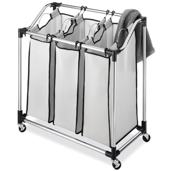 Whitmor Trieur de Lessive Chromé avec Sacs en Maille de Mousse