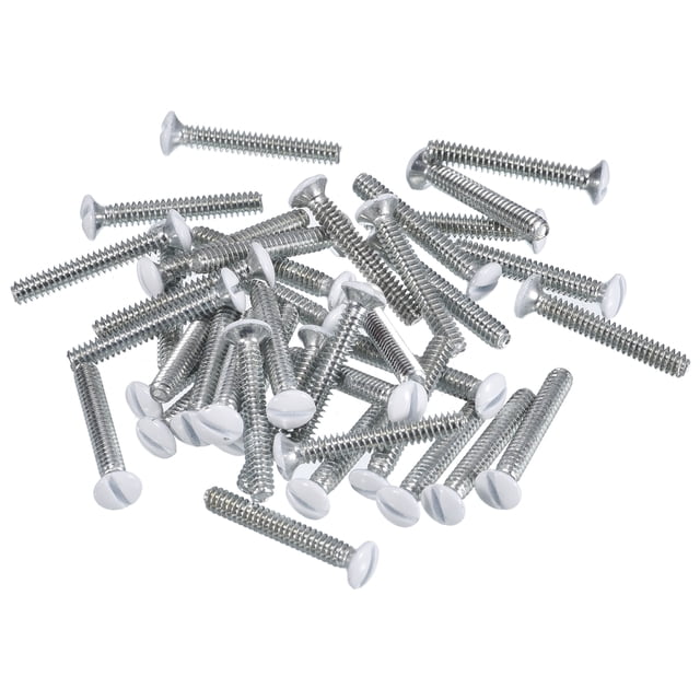 Uxcell Wall Plate Screws Outlet Screws Oval Head Milled Slot Panel Switch Plate Screws for Wall Light Electrical Cover Panel Replacement Silver White 1" 100Pcs