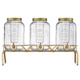 thumbnail image 1 of KFFKFF Distributeur de Boissons, Lot de 3 Distributeurs de Boissons de 2 Gallons pour Fêtes, Distributeur de Jus en Verre avec Support en Métal, Robinet en Acier Inoxydable, Infuseur, Thé Glacé Limonade Jus Eau Distributeurs, 1 of 9