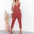thumbnail image 4 of drppepioner Combinaison Femme Mode Été Poche Solide Décontractée Sans Manches à Bretelles, 4 of 9