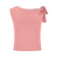 thumbnail image 4 of T-shirt Sans Manches à Col Rond pour Femmes, Haut Décontracté Uni en Mélange Polyester-Spandex, Longueur Régulière, Lavage à la Main à l'Eau Froide, Séchage à l'Air, 4 of 7