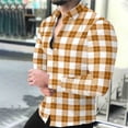 thumbnail image 1 of Timdgard Button down Shirts for Men Fall Plaid Lapel V Neck Long Sleeve Shirts Work Casual Tops, 1 of 8