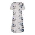 thumbnail image 5 of SMihono Robe d'Été pour Femmes Grande Taille Mode Décontractée Col en V Imprimé Ample Élastique Manches Courtes Jupe, 5 of 5