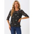 thumbnail image 3 of INSPIRE CHIC Women's Floral Print Chiffon Ruffle 3/4 Sleeve Flowy Blouse, 3 of 6