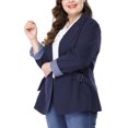thumbnail image 4 of GRACE & GRANDEUR Blazer Décontracté à Rayures pour Femmes Grande Taille avec Revers Cranté, 4 of 7
