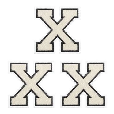 Uxcell Iron on Letter Patches, Chenille Letter Patches Embroidered Patch for Repairing Jeans Clothing Bags Hat Shirts Craft Alphabet X