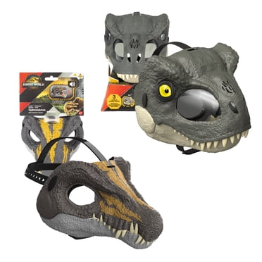 Jurassic World Bundle - Rebirth T-Rex Rage N Roar Mask With Led Light Up Eyes & Spinosaurus Dinosaur Mask
