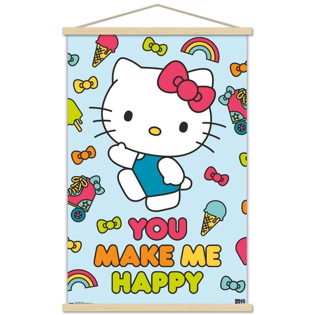 Hello Kitty - Happy Wall Poster, 22.375" x 34"