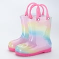 thumbnail image 2 of NOKIO Sparkle Accent Rain Boots Flexible Sole Technology Cartoon Rainbow Patterns 𝗪aterproof Rubber Material Lightweight Design for Active Toddler Girls, 2 of 5