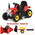 thumbnail image 4 of Costway 12V Kids Ride On Tractor with Trailer Ground Loader w/ RC & Lights Red, 4 of 10