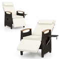 thumbnail image 1 of Gymax 2PCS Patio Rattan Lounge Chair PE Wicker Recliner Chair w/ Adjustable Backrest & Footrest White, 1 of 10