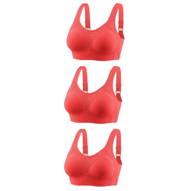 Womens Sport Bras Pullover Bra Feature V-Neck Demi & Balconette Bra Style W-1028 Red L