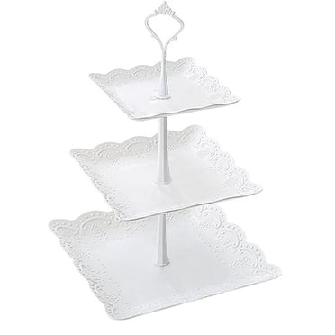 Plateau à Fruits en PP à Trois Niveaux Présentoir à Gâteau Étagère de Rangement pour Légumes Assiette à Bonbons Plateau de Service pour Desserts