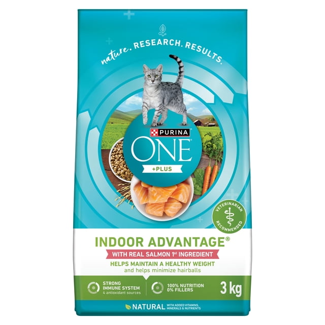 Purina ONE +Plus Indoor Advantage Salmon, Dry Cat Food 3kg