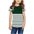 thumbnail image 1 of Zwiiyzr T-Shirt Rayé 2025 pour Enfants Col Rond Manches Courtes pour Garçons Filles Vert-4-5 Ans, 1 of 6