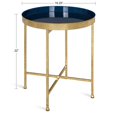 thumbnail image 2 of Kate and Laurel Celia Metal Foldable Round Accent Table, 18.25" x 18.25" x 22", Navy Surface and Gold Frame, Modern Minimalist Design and Detachable Magnetic Tabletop, 2 of 2
