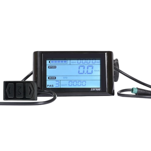 24V-48V Universal E-Bike LCD Display Panel - SW900 Model with Battery Power, Speed & Gear Level Monitoring, Easy Installation, Plastic Construction (11x6cm, 250g) for Electric Bikes (Not for Scooters)