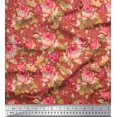 thumbnail image 1 of Soimoi Poly Georgette Fabric Check,Leaves & Rose Floral Print Fabric by Yard 52 Inch Wide, 1 of 3