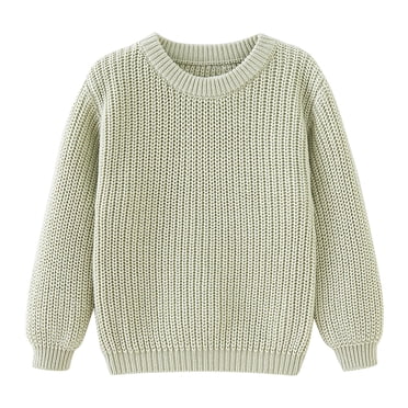 MeetoTime Toddler Baby Long Sleeved Warm Round Neck Sweater Solid Color Knitted Tops for Girls Baby Clothes