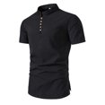 thumbnail image 1 of T-Shirt Homme Manches Courtes Couleur Unie Col à Revers Mode Automne, 1 of 1