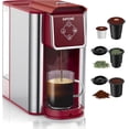 thumbnail image 1 of SIFENE Cafetière 3 en 1 à Portion Individuelle : Machine à Café Compatible avec Capsules K-Cup et Café Moulu, Cafetière Instantanée, Infuseur à Thé - Réservoir d'Eau Amovible de 50 Oz, 120 V 1150 W, Rouge, 1 of 12