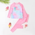 thumbnail image 2 of Girls Rashguard Swimsuit Set, Toddler Long Sleeve UV Protection Two Piece Bathing Suit with Cute Print, Kids Sun Safe Swimwear for Beach Pool Summer, 2 of 9