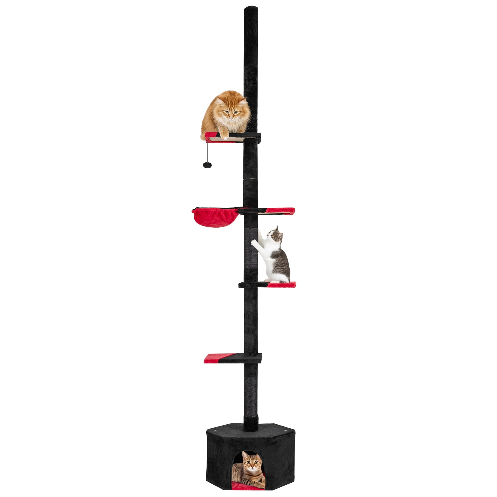 Gymax 5-Tier Tall Multi-Level Cat Tower w/Condo Hammock Sisal Scratching Posts Ball