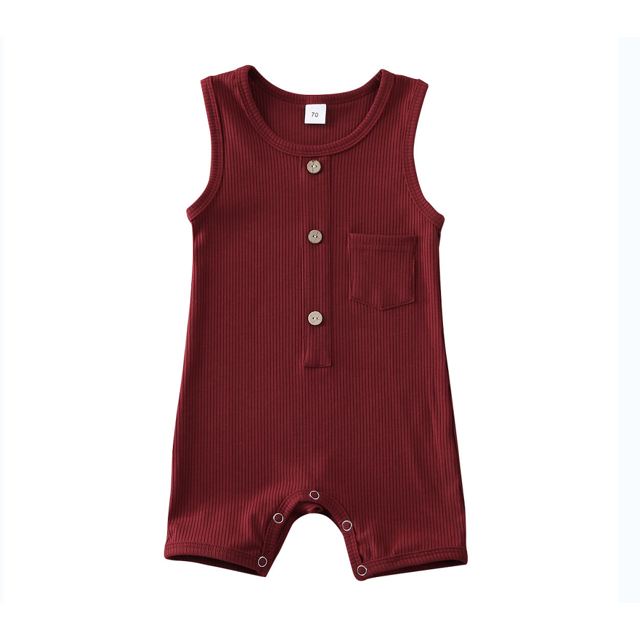 SUNSIOM Baby Summer Romper, Combinaison Côtelée à Fermeture Boutonnée Sans Manches