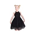 thumbnail image 2 of Robe Fille Noire Dentelle Strass Col Licou Robe de Bal Formelle Fête 10 Ans, 2 of 6