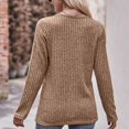 thumbnail image 3 of Pisexur Womens Casual Asymmetrical Sweater Solid Color Long Sleeve Ribbed Knit Sweater Crew Neck Button Front Pullover, 3 of 3